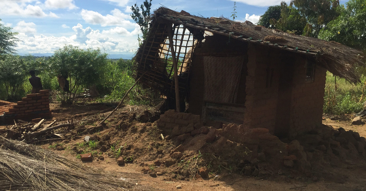 House destroyed by Cyclone Idai in Malawi