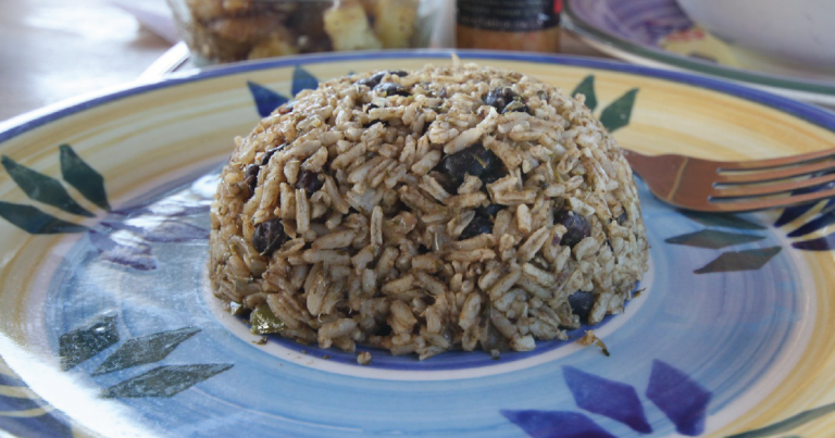 Rice and beans on a plate