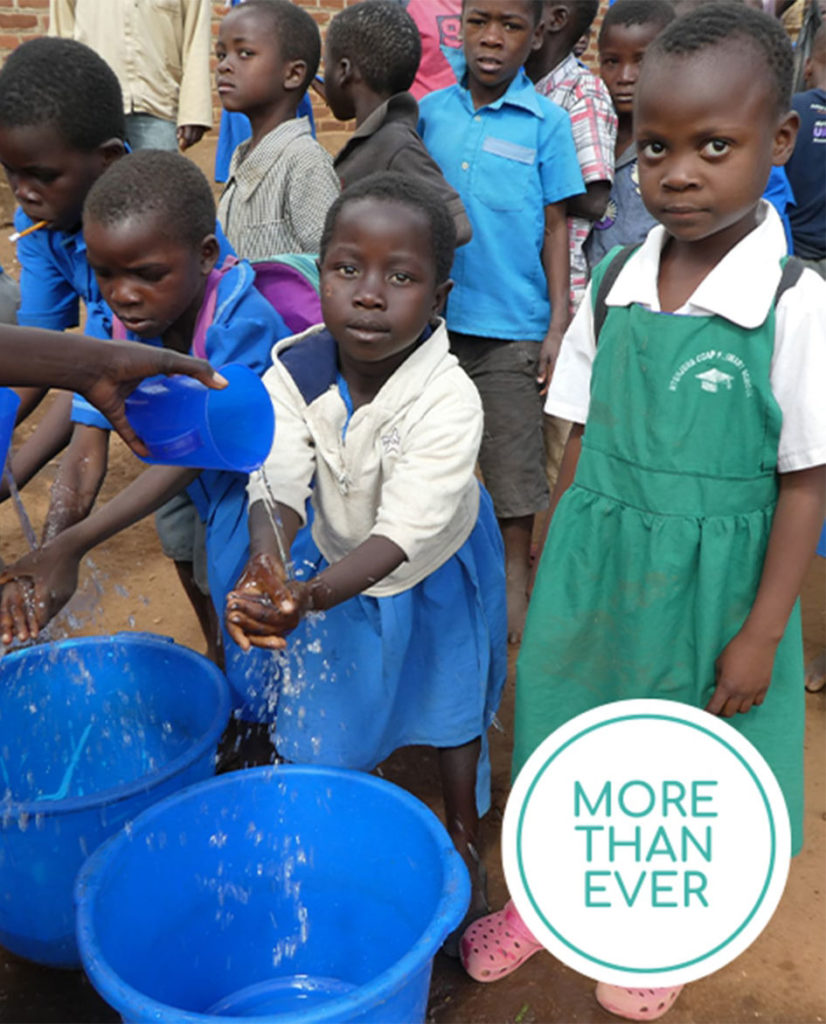 Children receiving fresh water