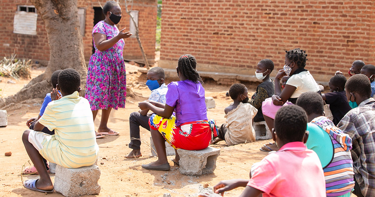 Ambuya Development Center in Malawi - School kids gathered outside