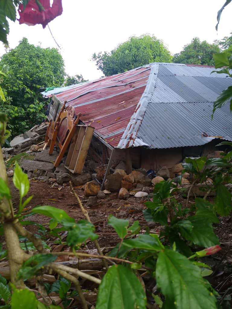 Destruction left by earthquake around Camp Perrin, August 2021