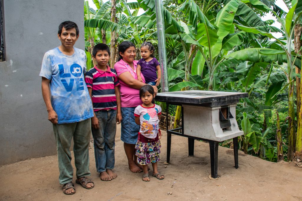 Family in Guatemala receiving clean burning stove