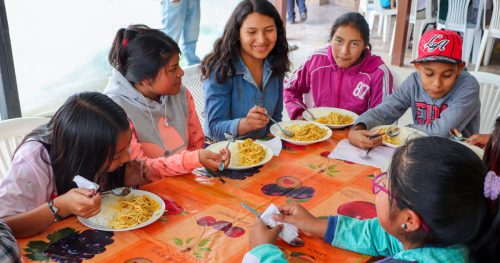 Children receiving food