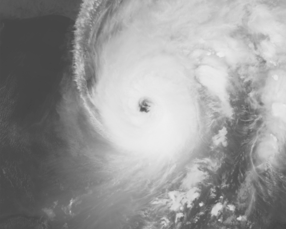 Hurricane image in black and white