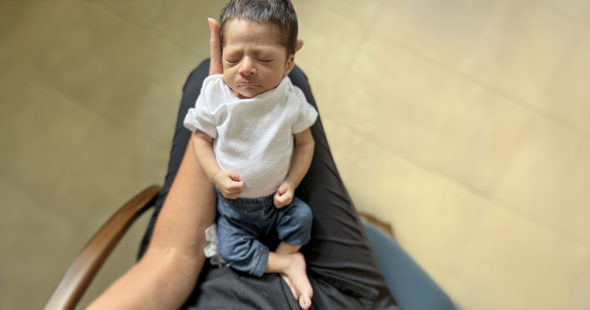 Malnourished baby now under the care of a local ministry in Guatemala