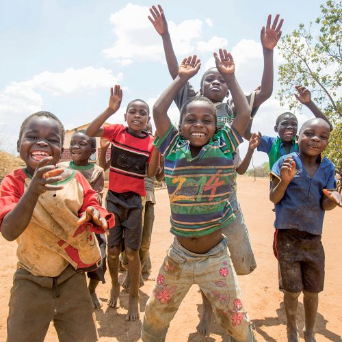 Happy Zambian Children celebrating